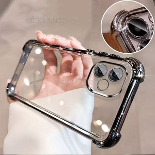 Ốp điện thoại trong suốt màu cho Oppo A5 2025 cho Oppo A5 A3 Pro A3Pro A5Pro A5X A3X OppoA5 4G 5G Vỏ điện thoại TPU trong suốt mạ điện Vỏ chống sốc Bảo vệ mặt sau mềm chống rơi