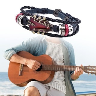 KRA Unisex Punk Rock Guitar Vòng Tay Giả Da Bện Dây Đeo Tay Có Thể Điều Chỉnh Dây Đeo Tay Phụ Kiện Dành Cho Người Yêu Âm Nhạc