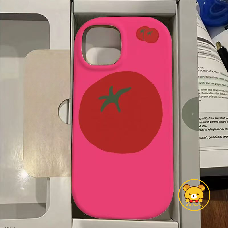 Vỏ Họa Tiết Cà Chua Hoạt Hình Cho iPhone 13 12 Pro Max 13 12 Mini XS Max X XR 8 7 6 6S Plus SE 2020 Vỏ Điện Thoại Mềm Màu Kẹo Dễ Thương Mờ Chống Sốc Ốp Lưng Chống Rơi