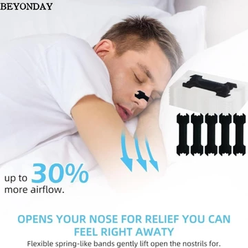 Beyonday 30 Cái Dải mũi đen, Hỗ trợ giấc ngủ Decive Miếng dán mũi chống ngáy không xâm lấn, Ngủ ngon hơn Hơi thở dễ dàng hơn Giảm tắc nghẽn mũi Dải mũi cực mạnh