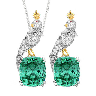 Châu Âu Mỹ ins Phong Cách Mới Đồng Đáy Mô Phỏng Ngọc Lục Bảo Magpie Thổ Cẩm Bộ Nữ 14 * 16