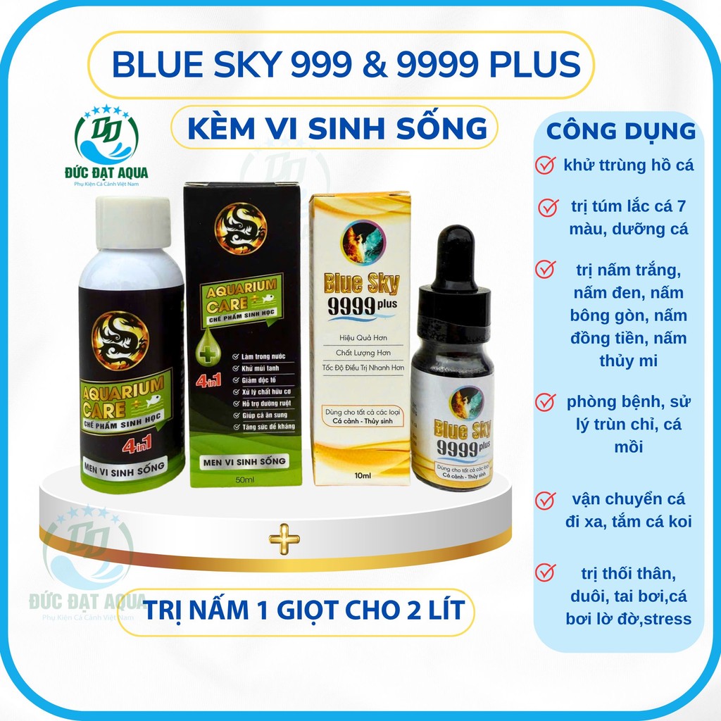 blue sky plus 999 & 9999 10ml, 50ml. 100ml Tặng 1 chai Vi Sinh Aquarium Care 50ml, 100ml, 250ml