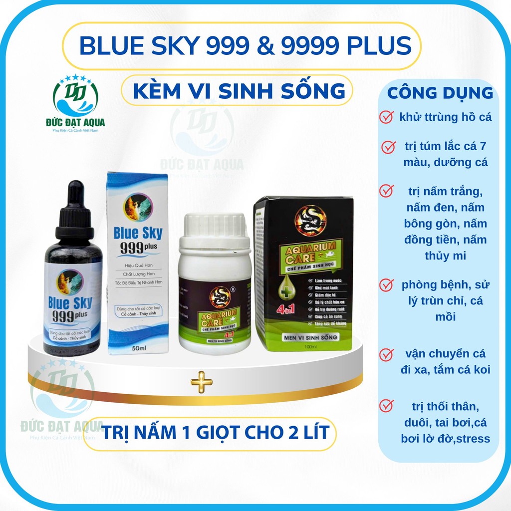 blue sky plus 999 & 9999 10ml, 50ml. 100ml Tặng 1 chai Vi Sinh Aquarium Care 50ml, 100ml, 250ml 4
