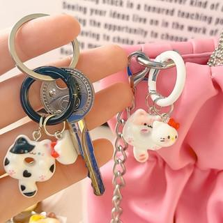 Móc khóa bánh rán hình mèo dễ thương hoạt hình - Mặt dây chuyền búp bê mèo con Kawaii - Ba lô treo đồ trang trí quyến rũ - Phụ kiện trang trí móc khóa - cho túi xách, móc chìa khóa