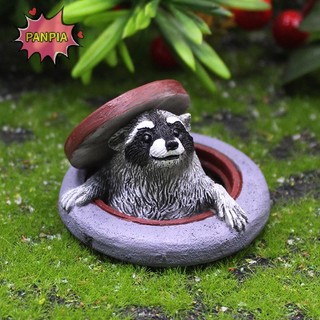 Pnpia Raccoon Trang Trí Dưới Nắp Lỗ Cửa Vườn Microlandscape Mô Phỏng Động Vật Nhựa Trang Trí Cho Sân Vườn Trong Nhà / Ngoài Trời, Bãi Cỏ, Trang Trí Để Bàn Boutique