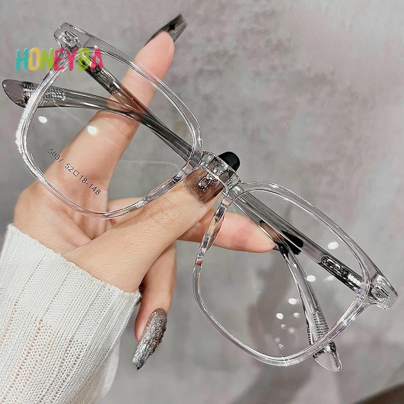 Honeyba Kính vuông lớn thời trang nữ chống ánh sáng xanh, mắt kính siêu nhẹ trong suốt, unisex