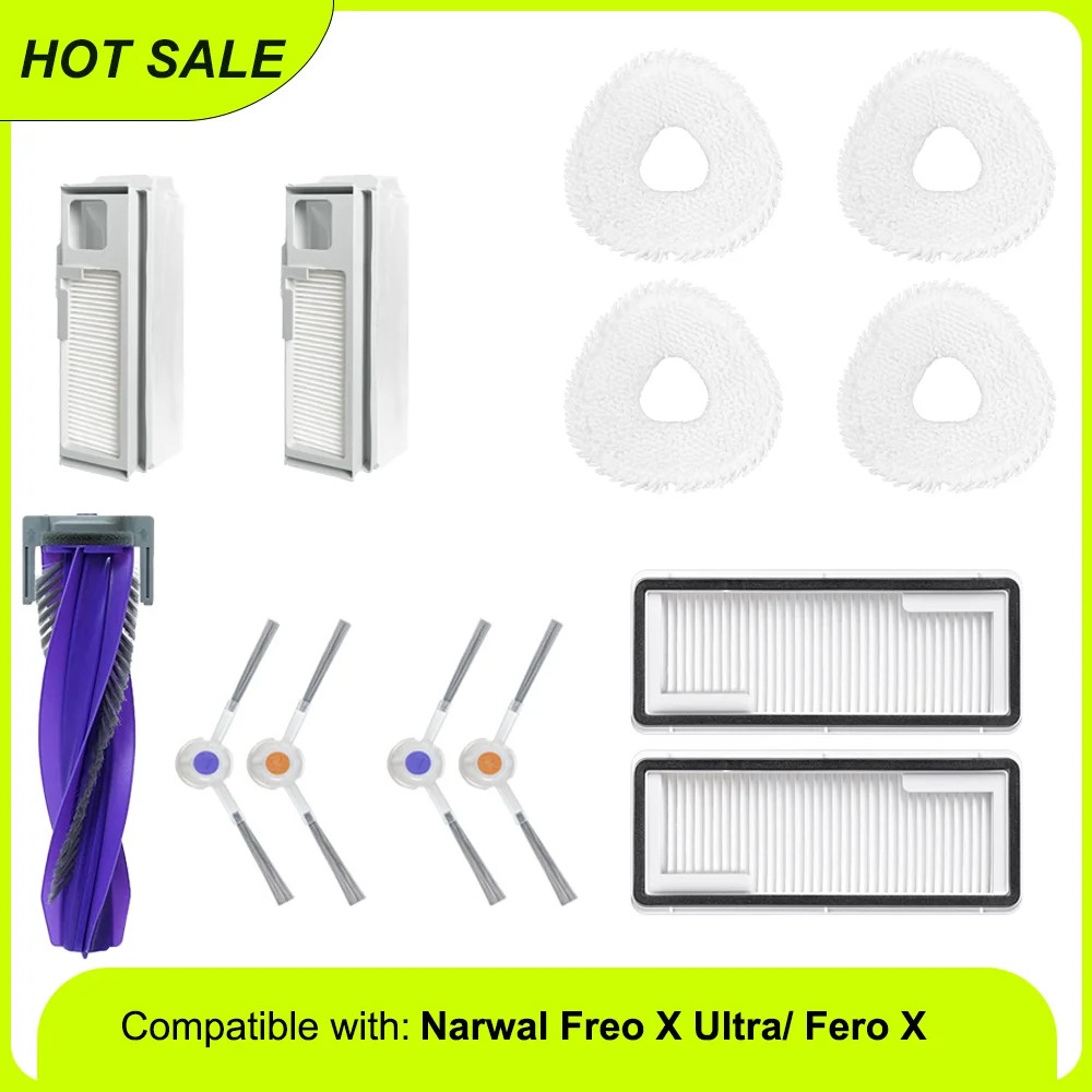 Tương Thích Cho Narwal Freo X Ultra Phụ Kiện Thay Thế Phụ Kiện Bàn Chải Bên Chính Cây Lau Nhà Vải Túi Bụi Lọc