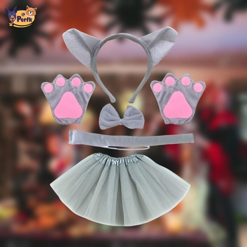Phụ kiện trang phục sói trẻ em Tai Băng đô Paws Bow Tie Tail cho lễ hội