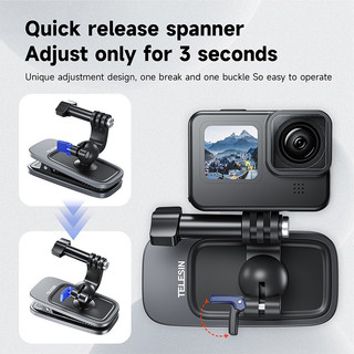Dành cho DJI POCKET 3 / ACTION 4 / Gopro / Ace Pro, Kẹp ba lô Gimbal Kẹp cố định từ tính là phụ kiện kẹp có thể điều chỉnh để chống trượt và chống mài mòn