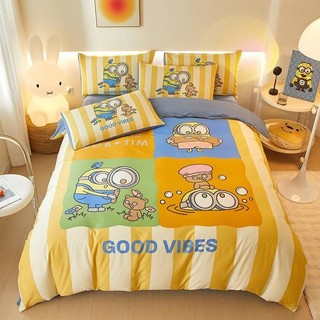 ST2 Minions Phù Hợp Với Bộ Chăn Ga Gối Chăn Gối Nhà Phòng Ngủ Có Thể Giặt Ký Túc Xá 3IN1 TS2