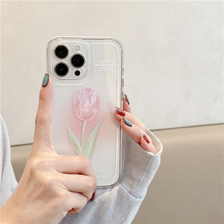 Hoa Đẹp Hoa Tulip Sang Trọng Hợp Thời Trang Vỏ Điện Thoại Di Động Cho IPhone15 14 13 12 Mini 11 Pro Xs Max X XR 7 6s Plus Vỏ Bảo Vệ Máy Ảnh TPU Chống Sốc