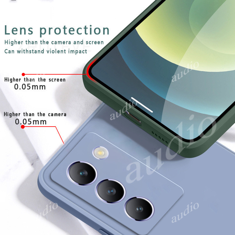 Ốp lưng silicon lỏng vuông chính hãng cho Vivo Y100 4G/5G 2024, chống sốc TPU