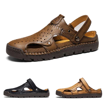 Baotou Nam Handmade Hàng Có Sẵn Dép Dép Sandal Size Lớn Dép Dép Dép Flat Thời Trang Nam Dép Đi Bộ Ngoài Trời