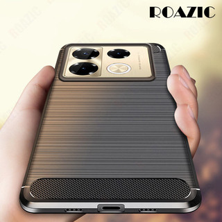 Dành cho infinix Note 40 Pro / Note 40 Pro 5G / Note 40 Pro + 5G Ốp điện thoại mỏng sang trọng [Chống vân tay bằng sợi Carbon] Vỏ bảo vệ chống sốc giáp mềm SMF01