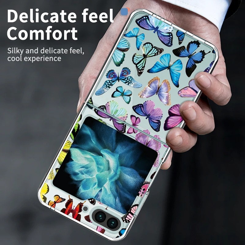 Ốp Điện Thoại Trong Suốt Họa Tiết Hoa Dễ Thương Cho Samsung Galaxy Z Flip 5 Z Flip 4 Flip 3 Trong Suốt Cứng Gấp Cho Samsung Z Flip5 Flip4 Flip3 Cover