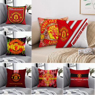 Vỏ gối Manchester United F.C. Logo, vỏ gối vuông polyester cho sofa/ô tô/phòng ngủ (không kèm ruột gối)