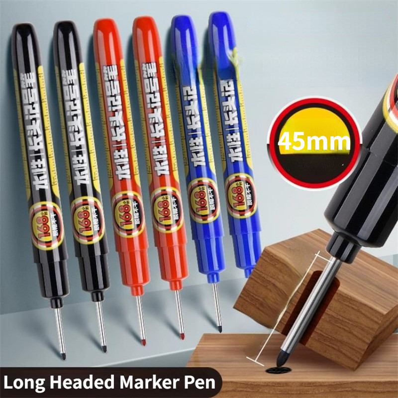 [Đặc sắc] Bút đánh dấu đầu dài 45mm - Bút vẽ lỗ sâu - dành cho da thủy tinh bằng vải - Dụng cụ chế biến gỗ - Vĩnh viễn, không thấm nước, sấy nhanh - Đồ dùng học tập văn phòng