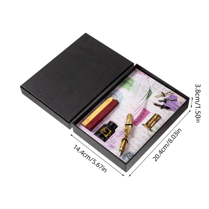 KIKIN Wax Seal Kits Feather Dip Pen cho đám cưới thư pháp Gothic