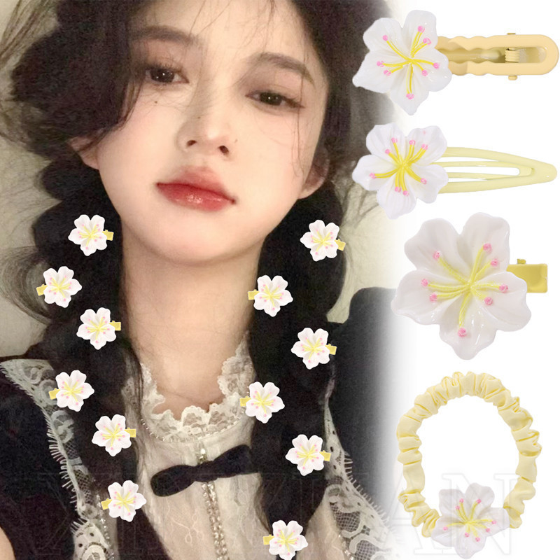 2 Kẹp Tóc Hoa Trứng - Kẹp Tóc Màu Vàng Kem Cho Bé Gái - Ngọt Ngào, Dễ Thương, Nhỏ Tươi Phong Cách, Dopamine - Kẹp Side Bangs - Phụ Kiện Tóc Phổ Biến Cho Nữ - Trẻ Em BB Barrettes