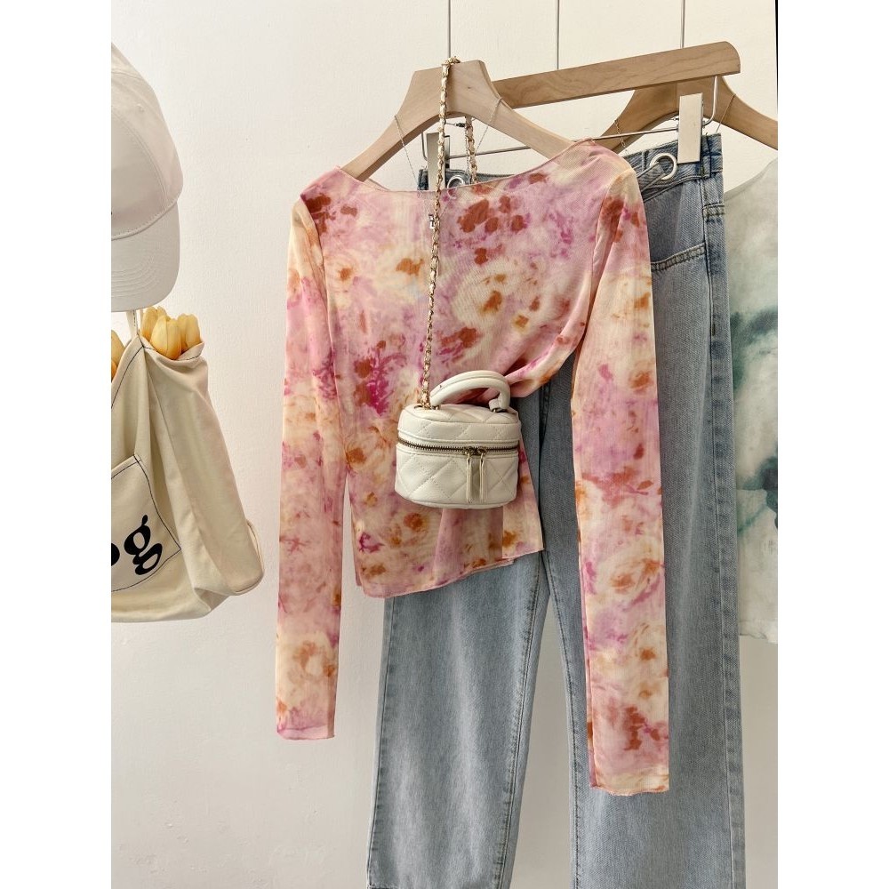 Milyfashion Slim-fit Slimer Look High-Stetch Gạc Smudge In Thiết kế dài tay Sen