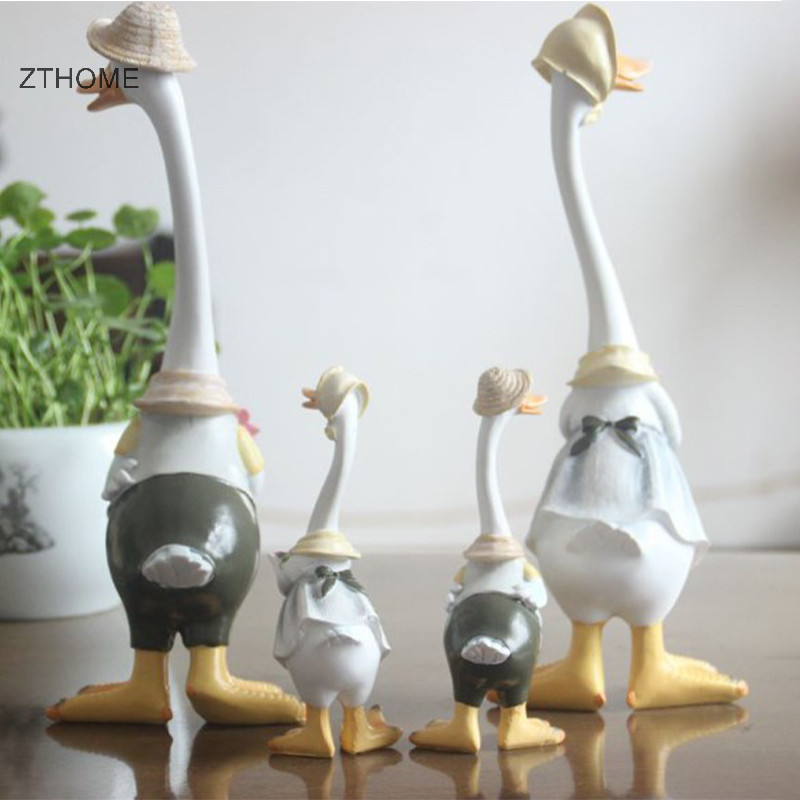 Zthome Vườn Tượng Nhựa Vịt Thủ Công Các Bức Tượng Vịt Thành Viên Gia Đình Sân Đồ Trang Trí Tác Phẩm Nghệ Thuật Điêu Khắc Động Vật Trang Trí Nhà Hiện Đại HOT