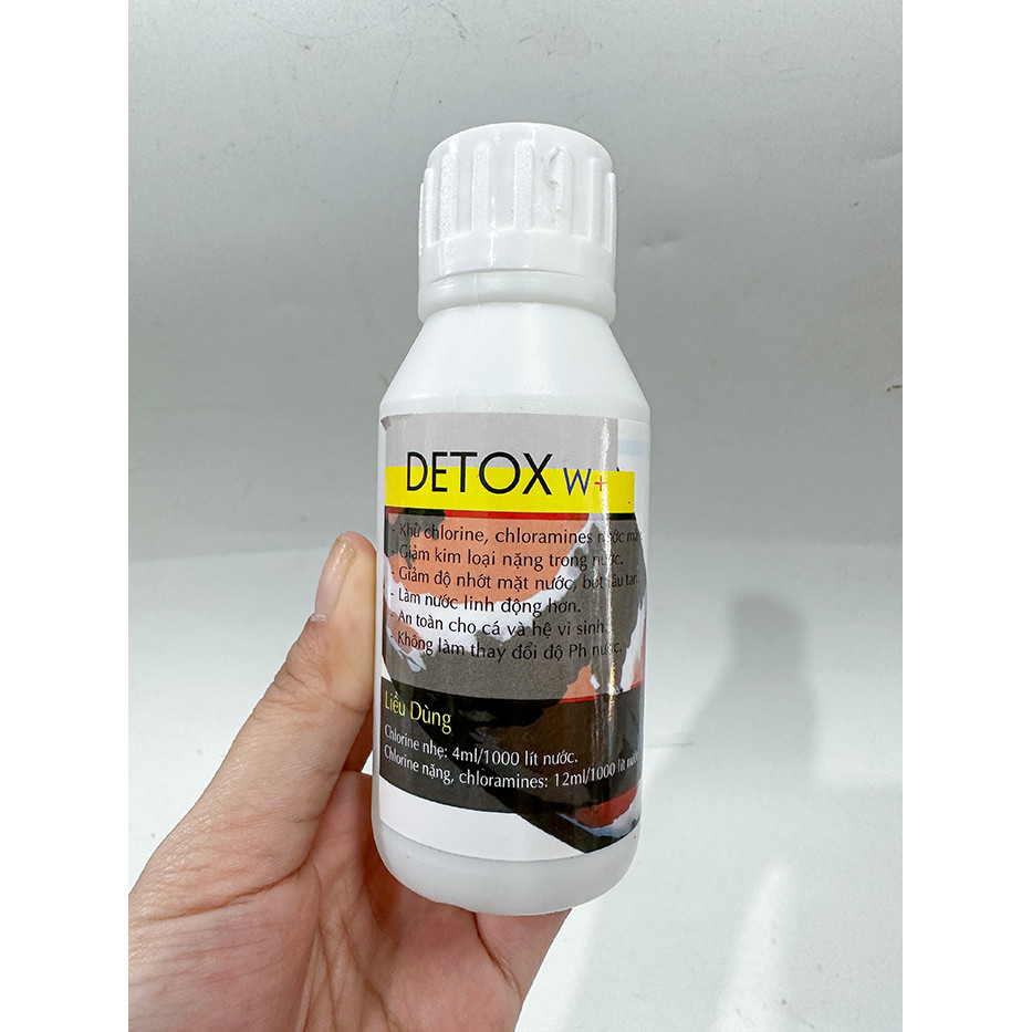 Dung dịch Khử Clo, phèn trong nước giếng, giúp trong sáng nước cho hồ cá cảnh Detox W+