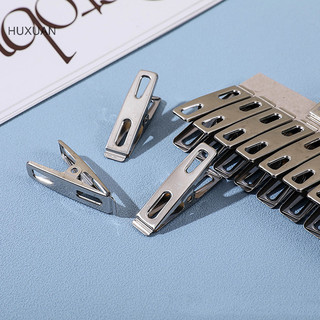 Huxuan 10 / 20 Chiếc Thép Không Gỉ Quần Áo Chốt Giặt Niêm Phong Kẹp Hộ Gia Đình Chống Gió Kẹp Kim Loại Kẹp RFT