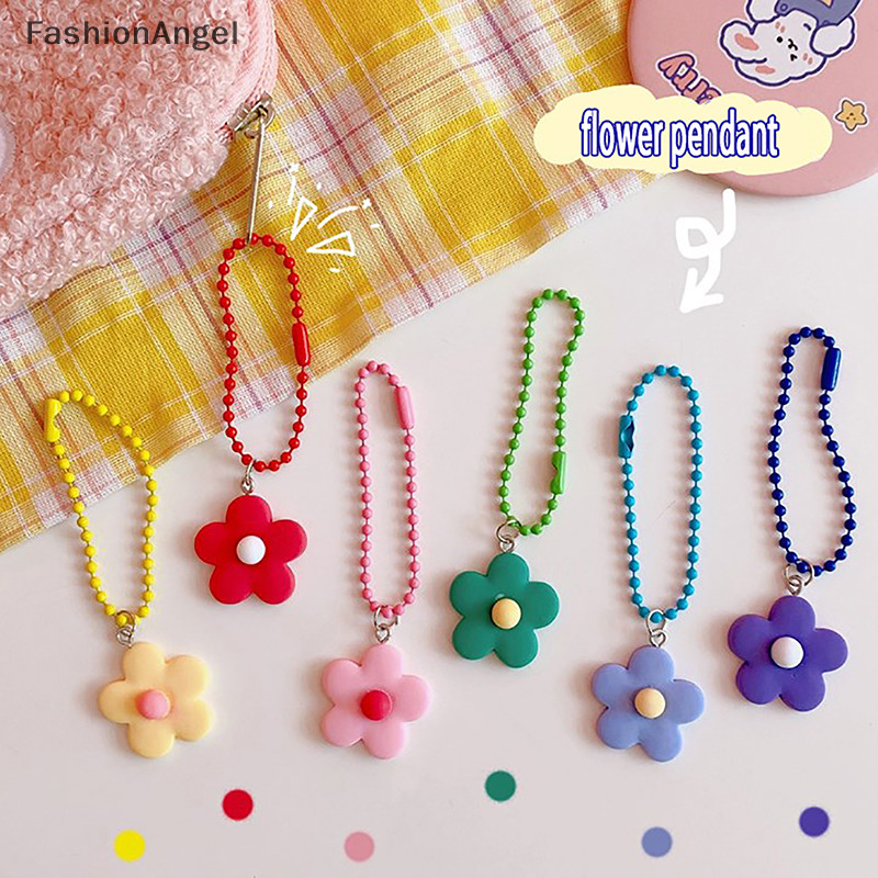 Fashionangel Móc Khóa Hoa Nhỏ Màu Móc Khóa Mặt Dây Chuyền Túi Màu Hồng Mặt Dây Chuyền Dành Cho Nữ Ins Phong Cách Hàn Quốc Dây Xích Hoạt Hình Móc Chìa Khóa TH