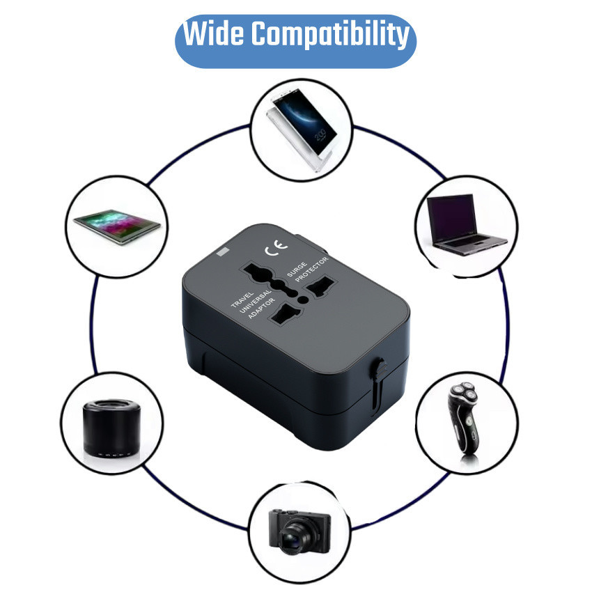 Inovagen Bộ chuyển đổi du lịch đa năng tất cả trong một có cổng USB và Type-C, Bộ chuyển đổi toàn cầu EU AU UK của Mỹ, Bộ chuyển đổi sạc điện thoại di động đa chức năng