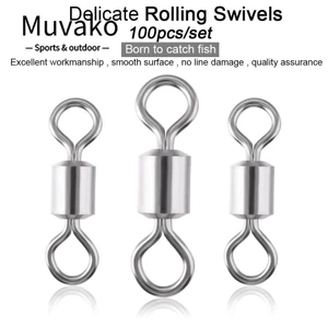 Muvako 100 Cái / lốc Đầu Nối Câu Cá Cường Độ Cao Câu Cá Phụ Kiện Mang Thùng Chắc Chắn Vòng