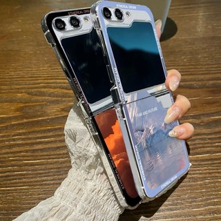 Hoàng Hôn Tuyết Họa Tiết Núi Ốp Lưng Điện Thoại Samsung Galaxy Z Flip 5 Flip 4 Flip 3 Gấp Cứng PC Trong Suốt Dành Cho Samsung Galaxy Z Flip4 Flip5 Flip3