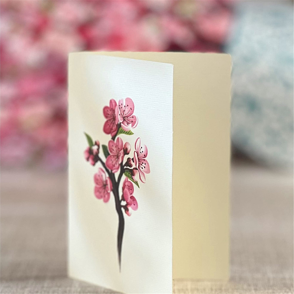 Thẻ giấy -Up, Hoa anh đào, Bó hoa vĩnh cửu kích thước cuộc sống Thẻ chúc mừng bật lên 3D, Thẻ quà tặng sinh nhật Dễ dàng cài đặt Dễ dàng sử dụng