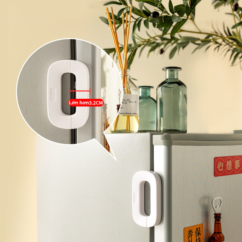 Khoá cửa ngăn kéo tủ lạnh đa năng，Khóa Tủ Lạnh Chống Trẻ Em Không Cần Khoan, không cần đục lỗ, bảo vệ an toàn cho bé