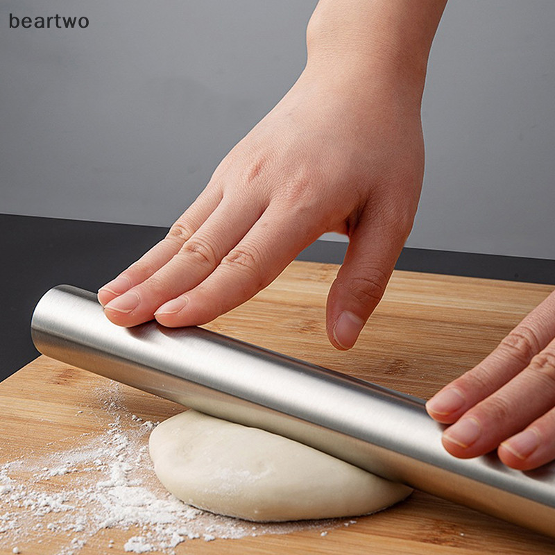 < Beartwo > Thép không gỉ Cán Dụng Cụ Nhà Bếp Bột Con Lăn Nướng Bánh Pizza Mì Bánh Bao Làm Dụng Cụ Không Nướng Đẹp