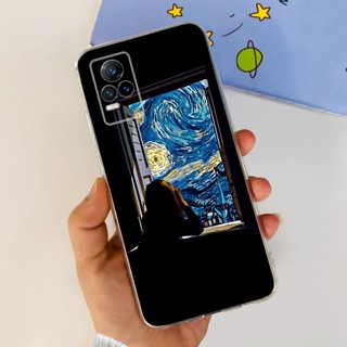 Dành Cho Vivo V21 5G Ốp Lưng V21 5G V2050 V2066 Hoa Thời Trang Trong Suốt Silicon Mềm TPU Vỏ Điện Thoại Vivo V21e V2061 Vỏ