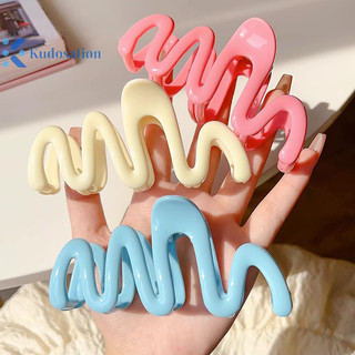 Kudosation Dopamine Màu Kem Hình Học Sóng Đường Lưng Vuốt Tóc Vuốt Tóc Kẹp Nữ Cô Gái Kẹp Tóc Đuôi Ngựa Phụ Kiện Tóc Trang Trí