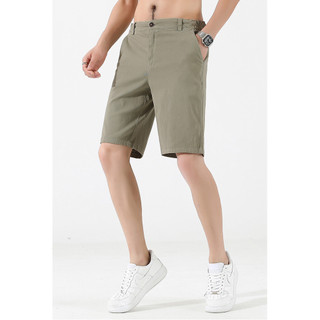 Mùa hè Phong Cách Mới Cotton Quần Short Nam Âu Mỹ Thẳng Slim-fit Quần Năm Điểm Size Lớn Màu Trơn Quần Áo Nam
