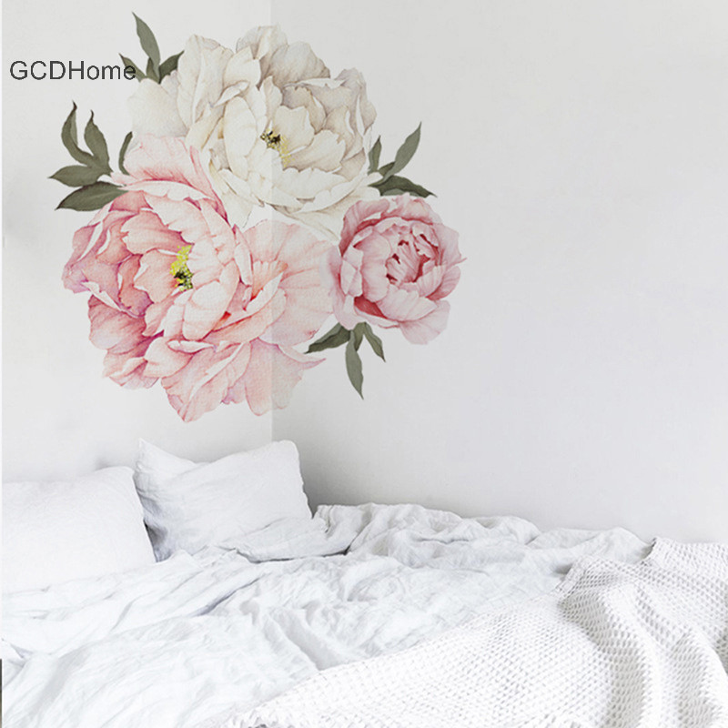 Gcdhome hoa mẫu đơn Dán tường nhà trang trí tường phòng khách trang trí phòng ngủ HOT