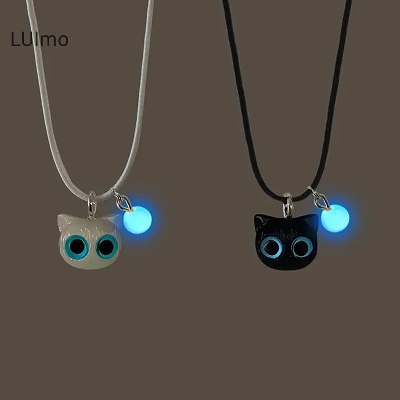 Luimo Gothic Thời Trang Dạ Quang Màu Đen Mặt Dây Chuyền Vòng Cổ Cho Nữ Cô Gái Hoạt Hình Dễ Thương Nhựa Mèo Con Vòng Cổ Trang Sức Phụ Kiện Quà Tặng SBS