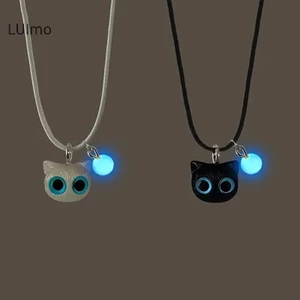 Luimo Gothic Thời Trang Dạ Quang Màu Đen Mặt Dây Chuyền Vòng Cổ Cho Nữ Cô Gái Hoạt Hình Dễ Thương Nhựa Mèo Con Vòng Cổ Trang Sức Phụ Kiện Quà Tặng SBS