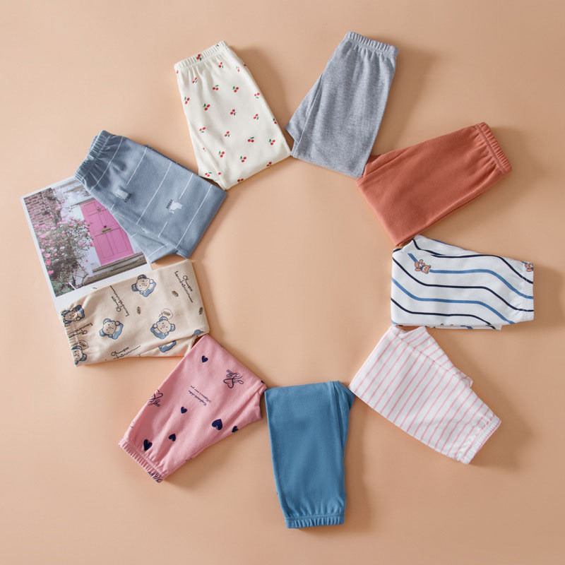 Trẻ Em Thu Đông Cotton Len Đơn Quần Trung Nhỏ Trẻ Em Thoáng Khí Ấm Quần Bé Trai Bé Gái Cotton Nguyên Chất In Quần Dài 90-150 Kích Thước IYWB