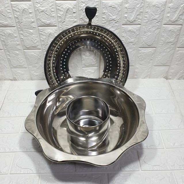 Nồi Lẩu Xoay Nâng 2 Tầng Cao Cấp Dùng Được Tất Cả Các Loại Bếp: Bếp Ga, Bếp Từ, Bếp Hồng Ngoại