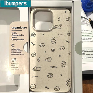 ibumpers Ốp Điện Thoại iPhone Họa Tiết Mèo Đẹp Đơn Giản Cho IPhone 16 15 14 12 13 11 Pro Max IP 7 8 Plus X XS XR Ốp Lưng Ống Hút Lúa Mì Phân Hủy Thân Thiện Với Môi Trường