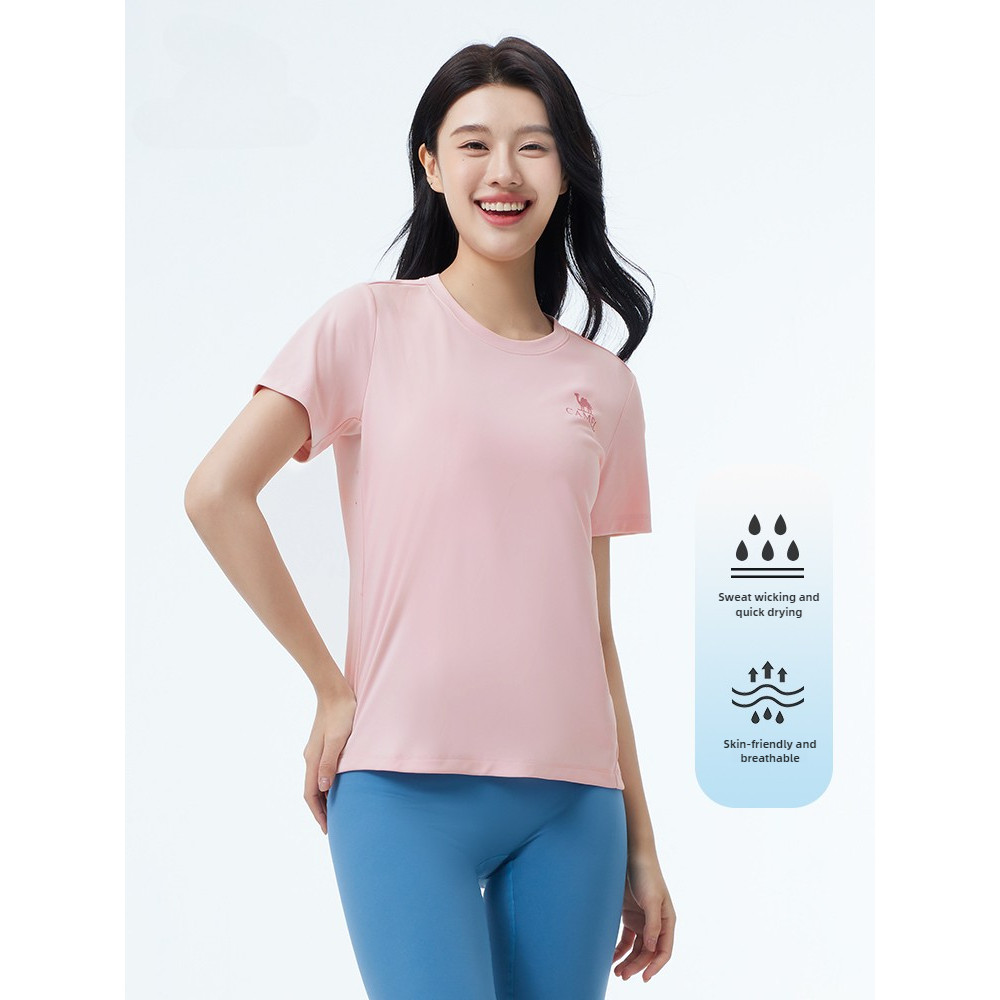 Ảnh Camel CROWN Áo thun nữ tay ngắn thoáng khí Áo thể thao cổ tròn khô nhanh khô 1