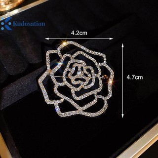 Kudosation Tính Khí Sáng Bóng Kim Cương Giả Hoa Thổ Cẩm Tinh Tế Rỗng Hoa Xòe Cho Nữ Thời Trang Phù Hợp Với Quần Áo Trang Sức Phụ Kiện