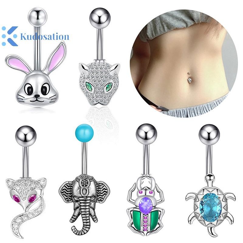Kudosation Thời Trang Pha Lê Trái Tim Bụng Nút Nhẫn Trang Sức Cho Nữ Thép Không Gỉ Zircon Rốn Nhẫn Cơ Thể Piercings Phụ Kiện