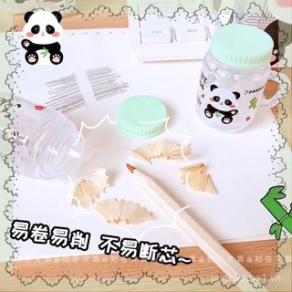 [97% Đánh giá tích cực] Dụng cụ gọt bút chì hình gấu trúc dễ thương, cốc trà sữa cho bé gái, giá trị cao, nhỏ gọn, di động, mini, hướng dẫn sử dụng cho học sinh Y7DM