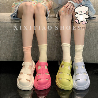 Xixitiao Sandal Nữ Kiểu La Mã Kiểu Dáng Thường Ngày Màu Trơn Mùa Hè Đế Dày Phong Cách Đi Biển
