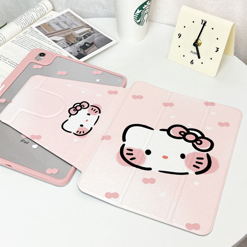 Ốp lưng máy tính bảng xoay 360 độ cho iPad 2024air6 11inch gen6 air1 2 air5 10.9 gen5 gen8 gen7 mini6 2022pro11 2018pro air3 gen9 10.2 generation10th air4 Vỏ bảo vệ mèo hoạt hình