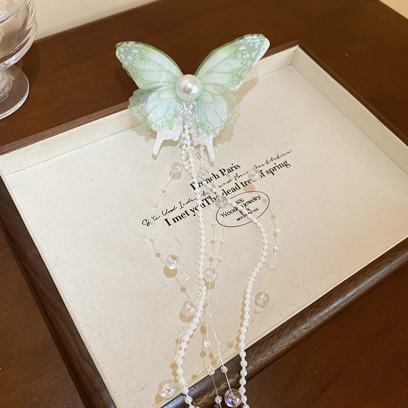 Lưới bướm thông minh Kẹp tóc ngọc trai không khí ngọt ngào mỏ vịt kẹp phụ kiện tóc thời trang